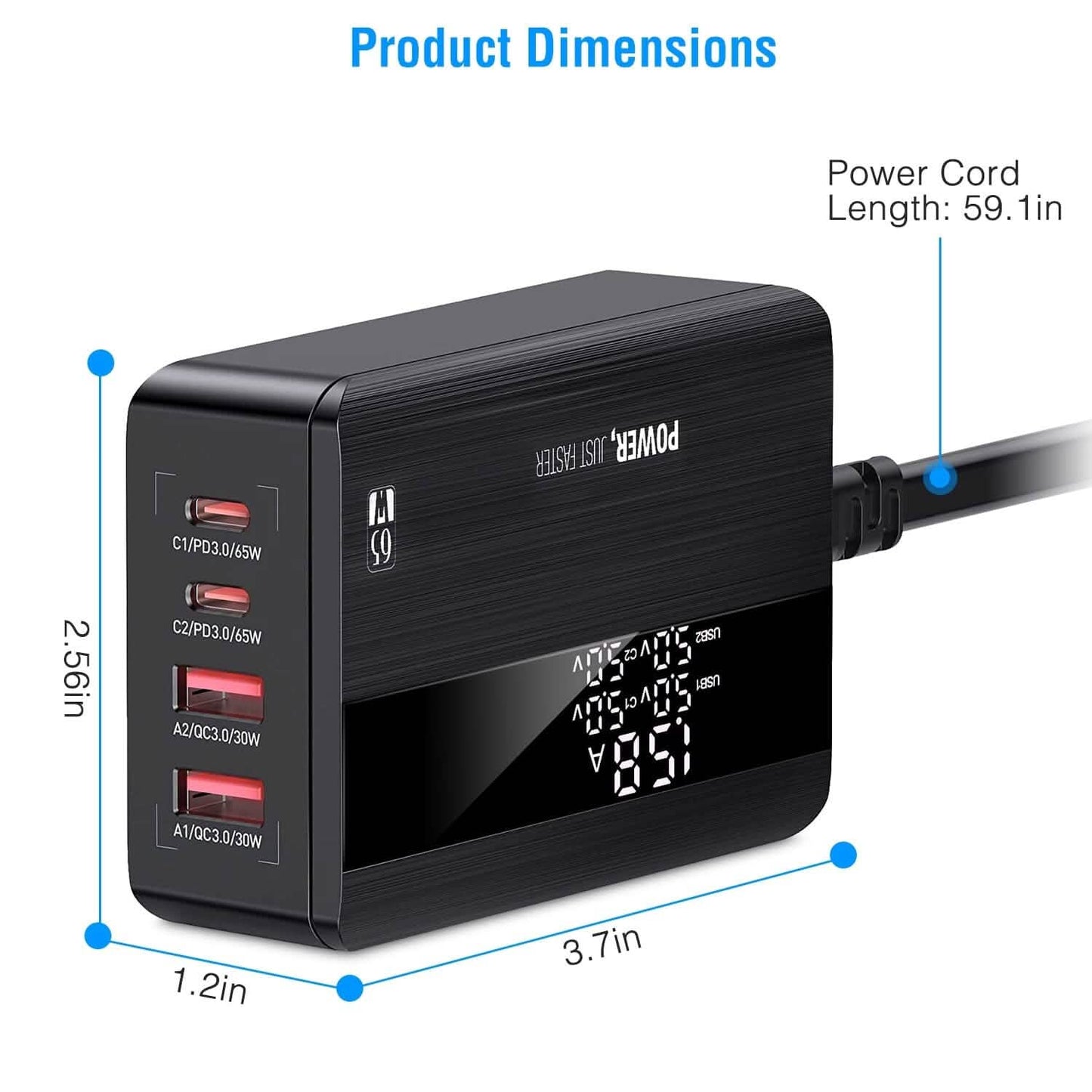 65W 4 USB Port Fast Wall Charger DailySale