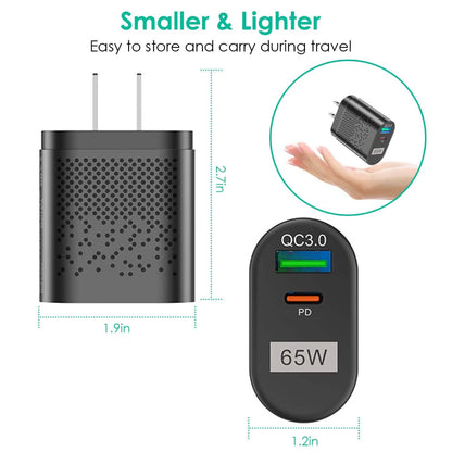 65W Type C Fast Wall Charger PD QC3.0 Adapter DailySale