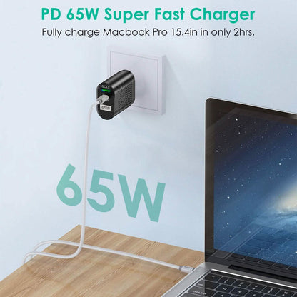 65W Type C Fast Wall Charger PD QC3.0 Adapter DailySale