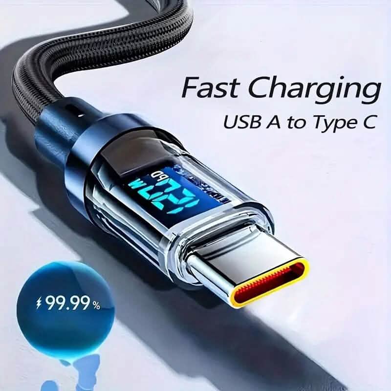 6.6 Ft. Super Fast Charging Cable 120W 6A USB to Type C Charge Cable with LCD Display DailySale