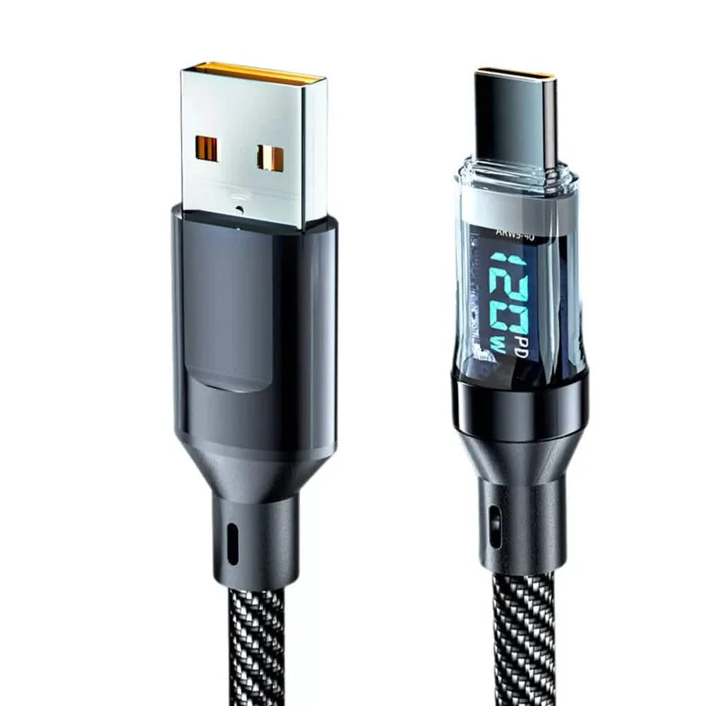 6.6 Ft. Super Fast Charging Cable 120W 6A USB to Type C Charge Cable with LCD Display DailySale