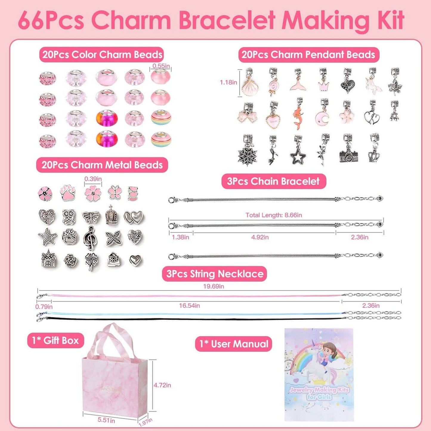 66-Pieces: Charm Bracelet Making Kit DailySale