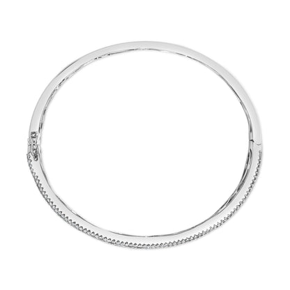 18K White Gold Alternating Diamond and 8.00 Cttw Princess Cut Blue Sapphire Multi Row Bangle Bracelet (G-H Color, VS1-VS2 Clarity) - 7" Inches Bids.com