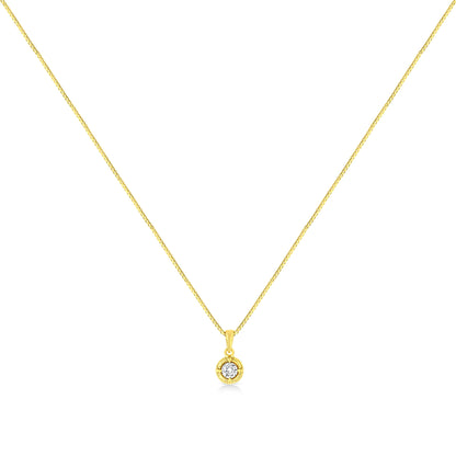 14K Yellow Gold Plated .925 Sterling Silver 1/2 Cttw Brilliant Round Cut Diamond Solitaire Milgrain 18" Pendant Necklace (K-L Color, I2-I3 Clarity) Bids.com