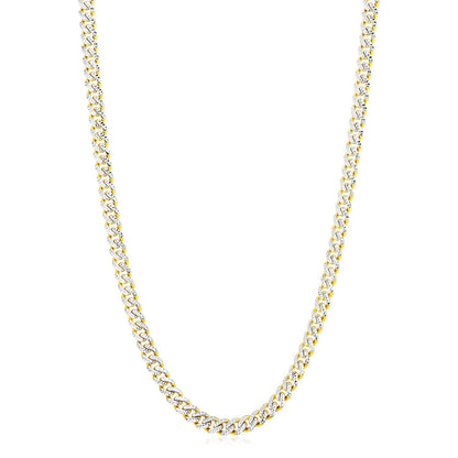 14k Yellow Gold White Pave High Polish Modern Lite Miami Cuban Chain (6.5mm) Bids.com