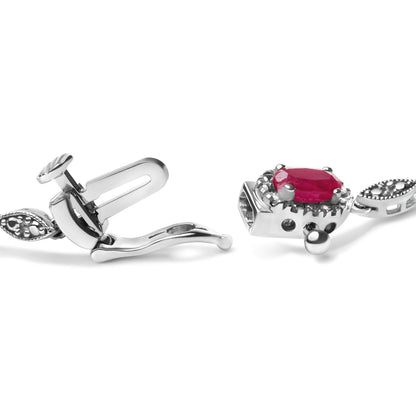 10K White Gold 4.5mm x 3mm Oval Ruby and Diamond Link Bracelet (H-I Color, SI1-SI2 Clarity)  - Size 7" Bids.com
