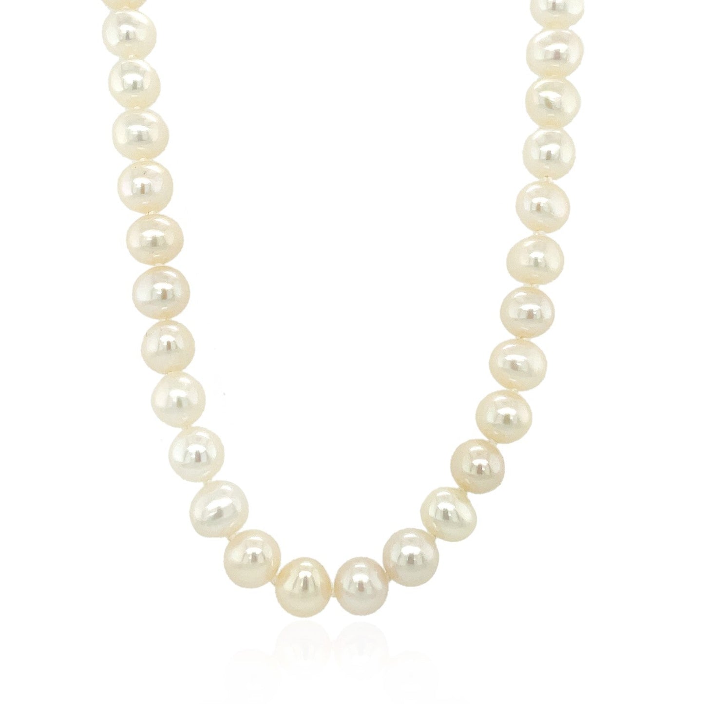 14k Yellow Gold Necklace with White Freshwater Cultured Pearls (6.0mm to 6.5mm) Bids.com