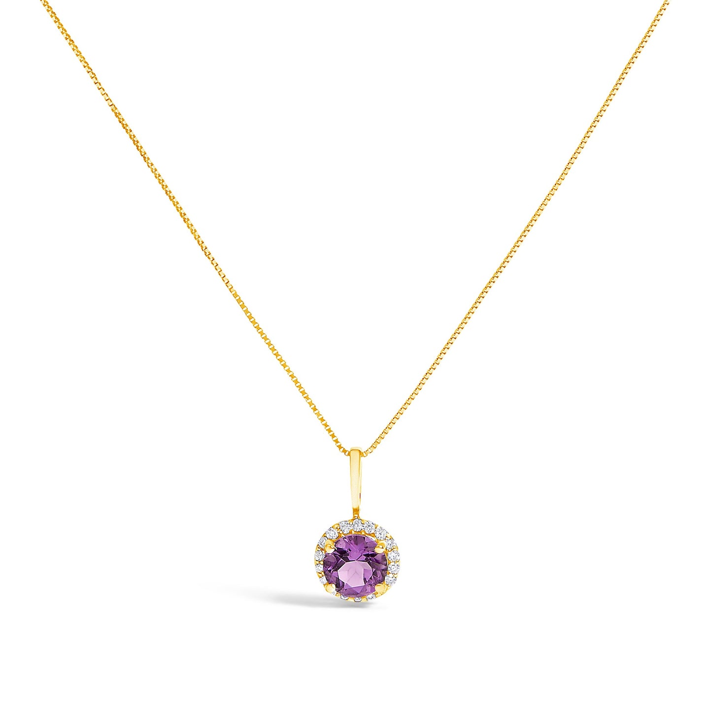 10K White Gold Purple Amethyst and 1/10 Cttw Diamond Accent Halo Pendant Necklace Bids.com