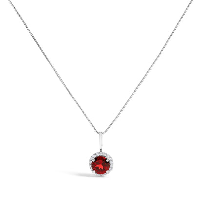 10K White Gold Purple Amethyst and 1/10 Cttw Diamond Accent Halo Pendant Necklace Bids.com