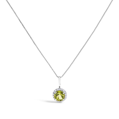 10K White Gold Purple Amethyst and 1/10 Cttw Diamond Accent Halo Pendant Necklace Bids.com