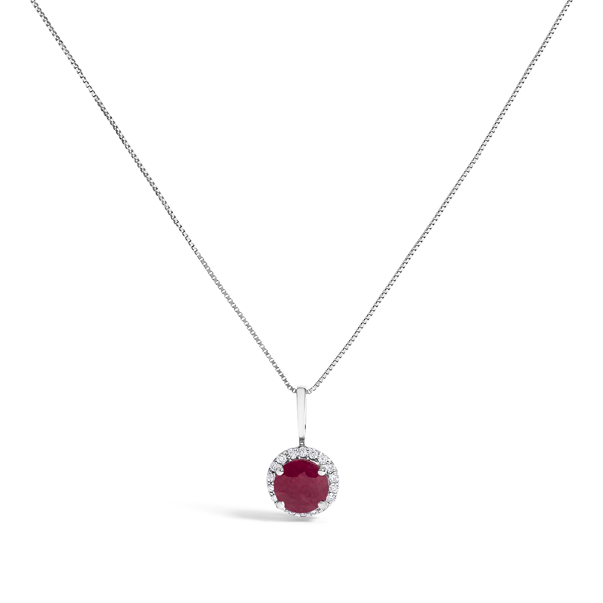 10K White Gold Purple Amethyst and 1/10 Cttw Diamond Accent Halo Pendant Necklace Bids.com