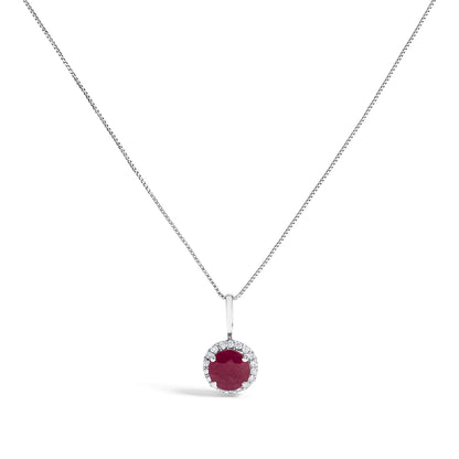 10K White Gold Purple Amethyst and 1/10 Cttw Diamond Accent Halo Pendant Necklace Bids.com