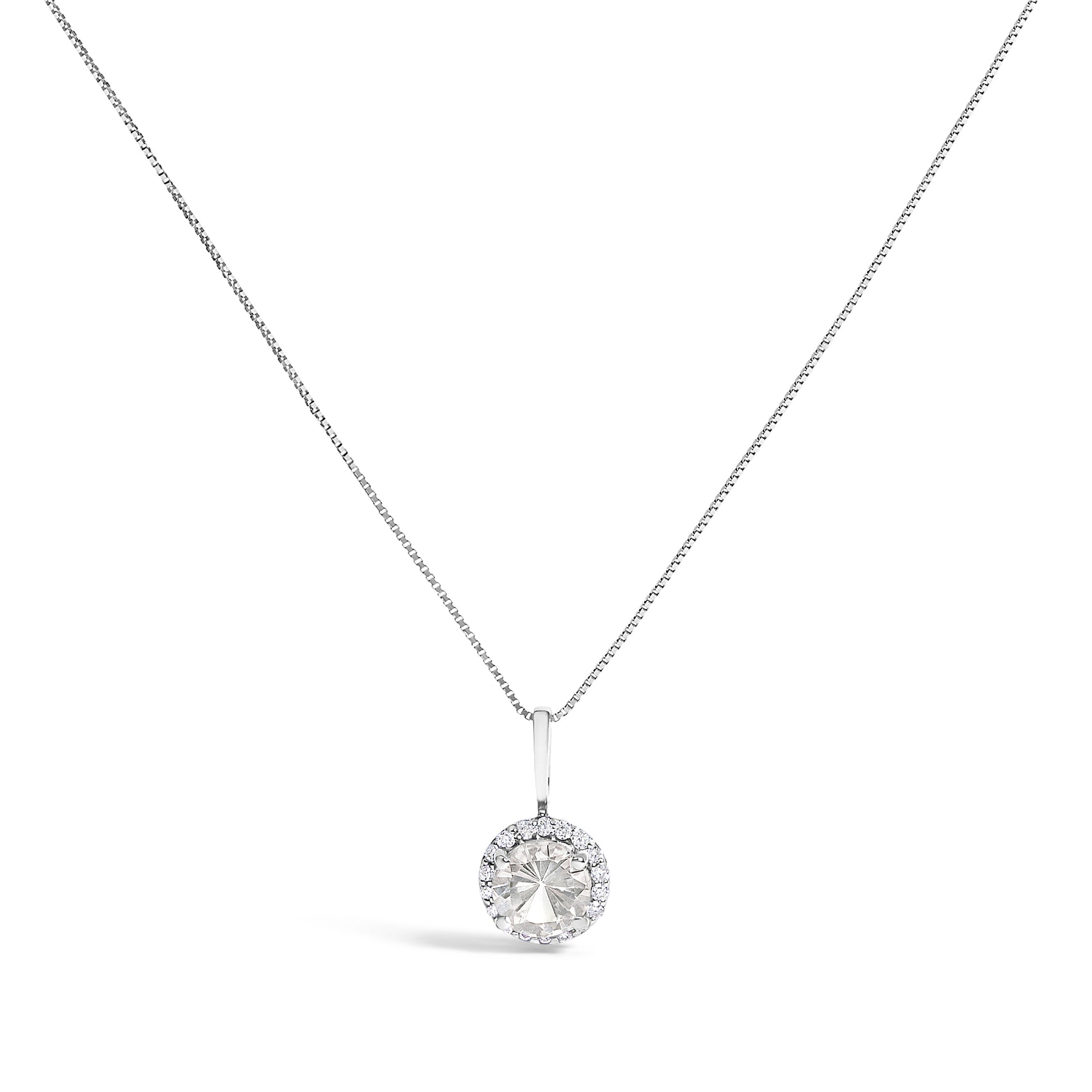 10K White Gold Purple Amethyst and 1/10 Cttw Diamond Accent Halo Pendant Necklace Bids.com