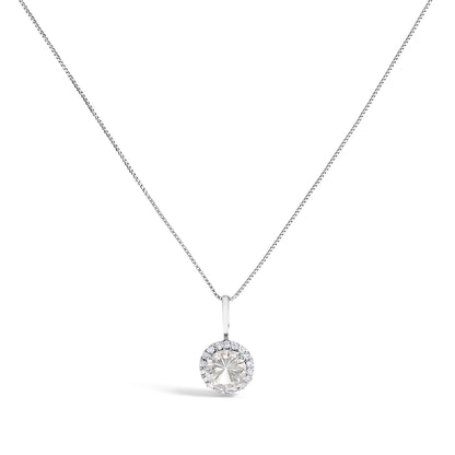 10K White Gold Purple Amethyst and 1/10 Cttw Diamond Accent Halo Pendant Necklace Bids.com