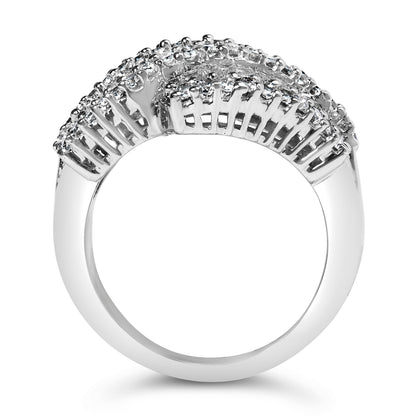 14K White Gold Diamond Cocktail Ring Band (1 3/4 Cttw, H-I Color, SI2-I1 Clarity) - Size 6-1/2 Bids.com