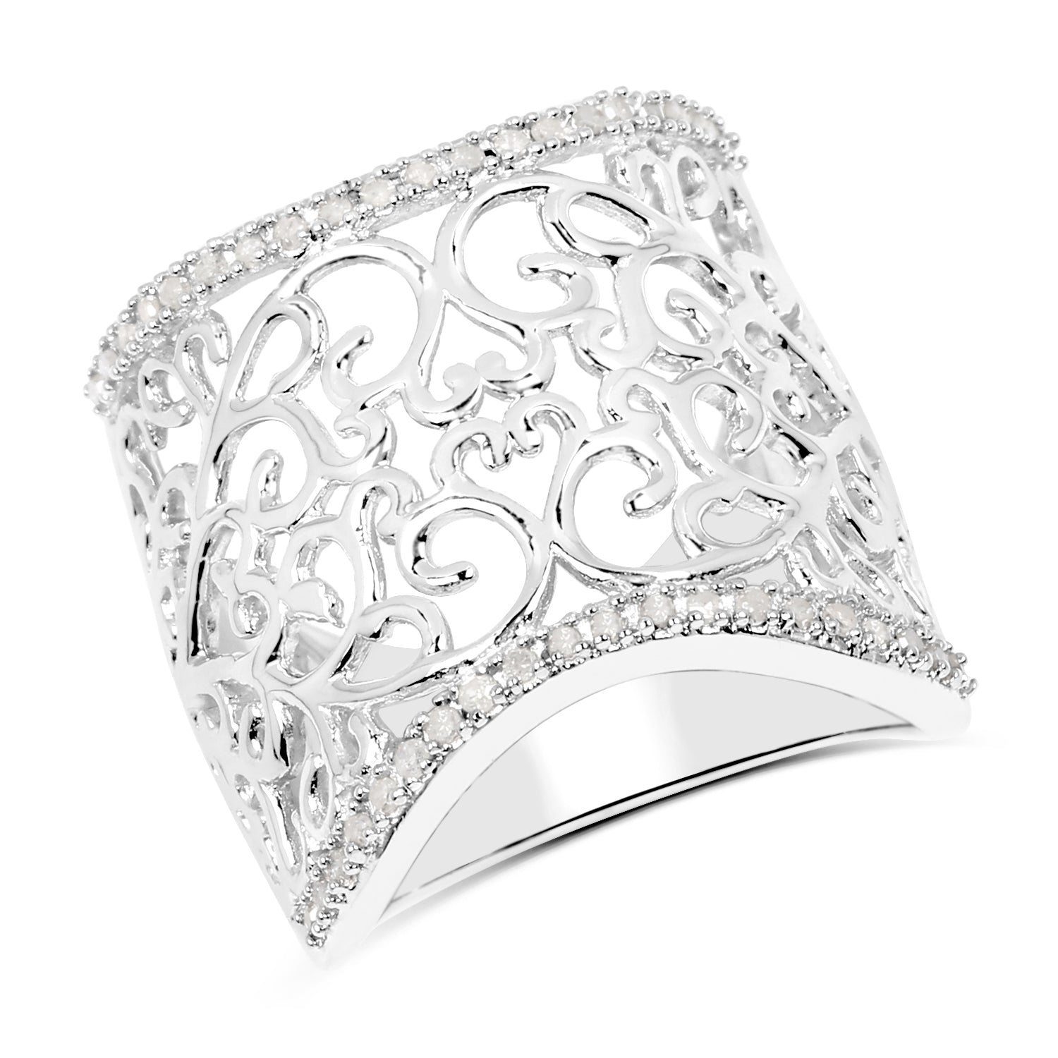 0.25 Carat Genuine White Diamond .925 Sterling Silver Ring Bids.com