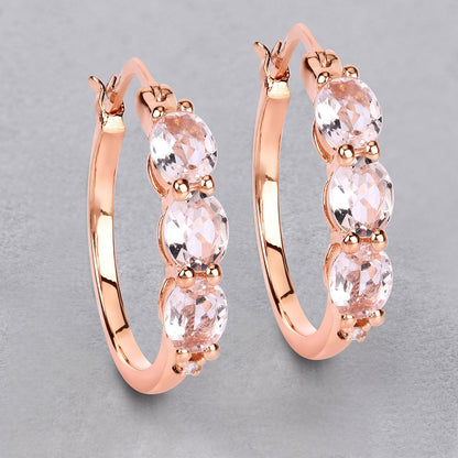 1.63 Carat Genuine Morganite and White Diamond .925 Sterling Silver Earrings Bids.com