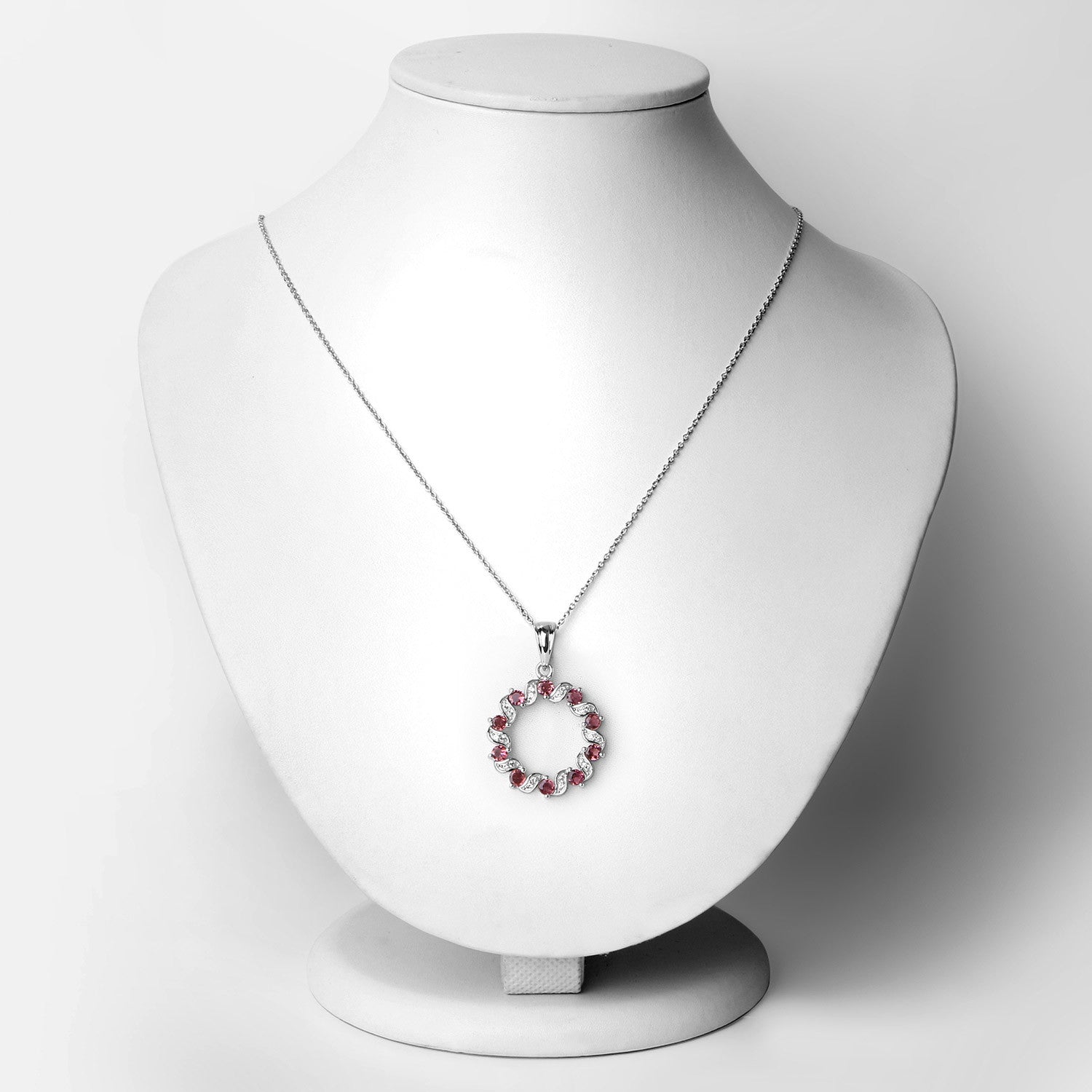 1.30 Carat Genuine Pink Tourmaline and White Topaz .925 Sterling Silver Pendant Bids.com