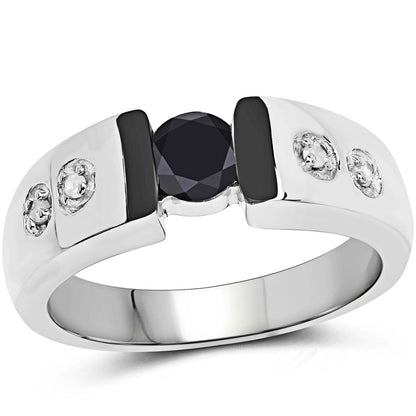 0.56 Carat Genuine Black Diamond and White Diamond .925 Sterling Silver Ring Bids.com