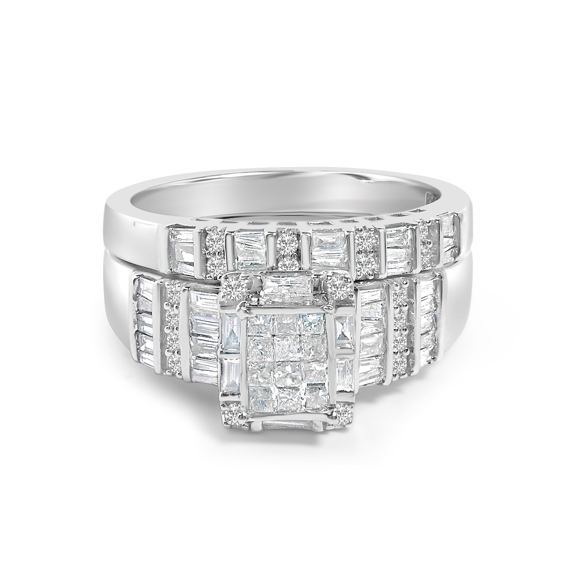 Sterling Silver 1.0 Cttw Diamond Composite Head Bridal Engagement Ring Set Bids.com