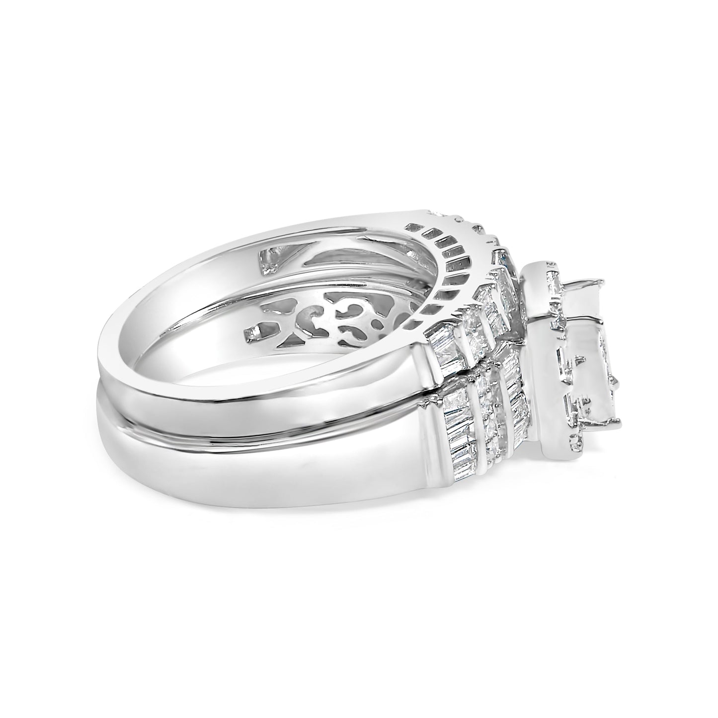 Sterling Silver 1.0 Cttw Diamond Composite Head Bridal Engagement Ring Set Bids.com