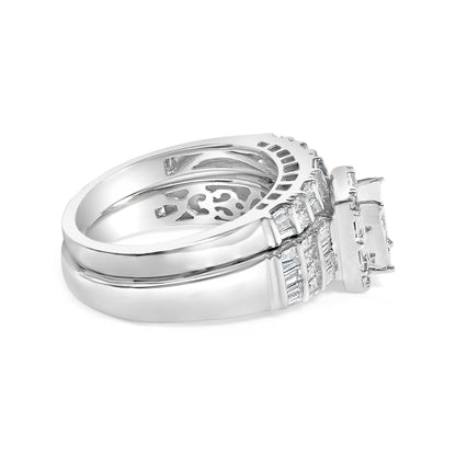 Sterling Silver 1.0 Cttw Diamond Composite Head Bridal Engagement Ring Set Bids.com