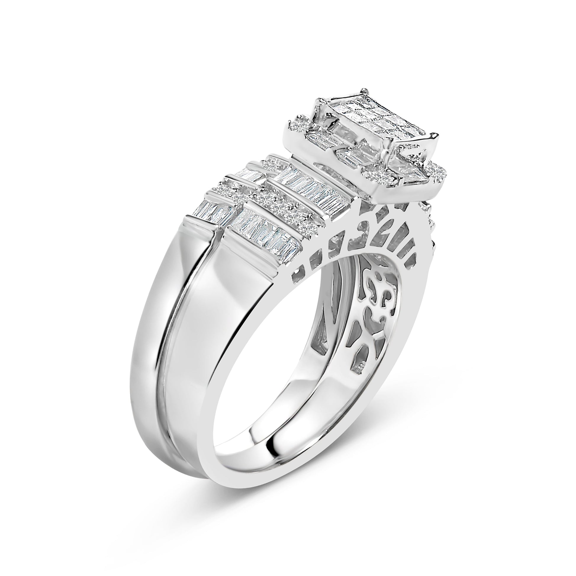 Sterling Silver 1.0 Cttw Diamond Composite Head Bridal Engagement Ring Set Bids.com