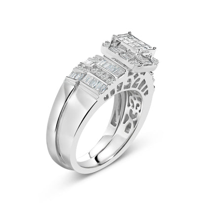 Sterling Silver 1.0 Cttw Diamond Composite Head Bridal Engagement Ring Set Bids.com
