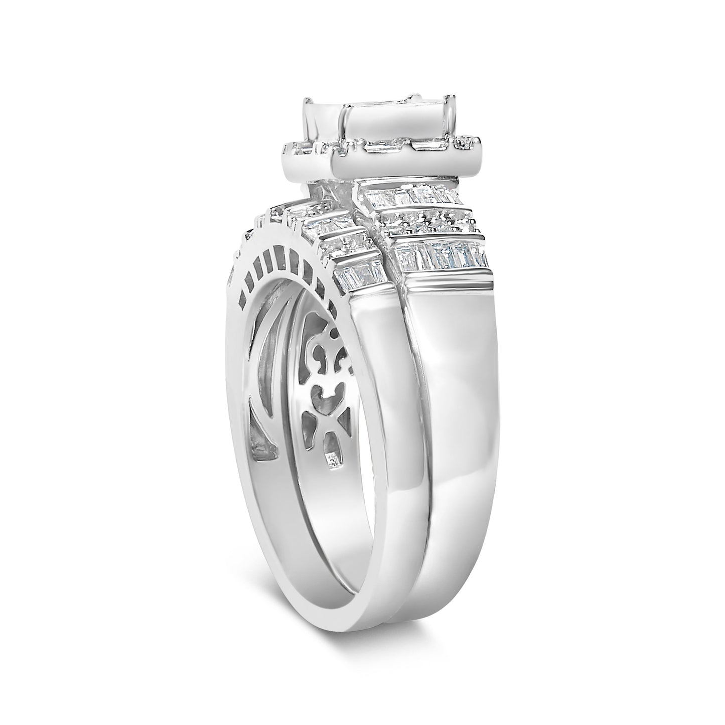 Sterling Silver 1.0 Cttw Diamond Composite Head Bridal Engagement Ring Set Bids.com