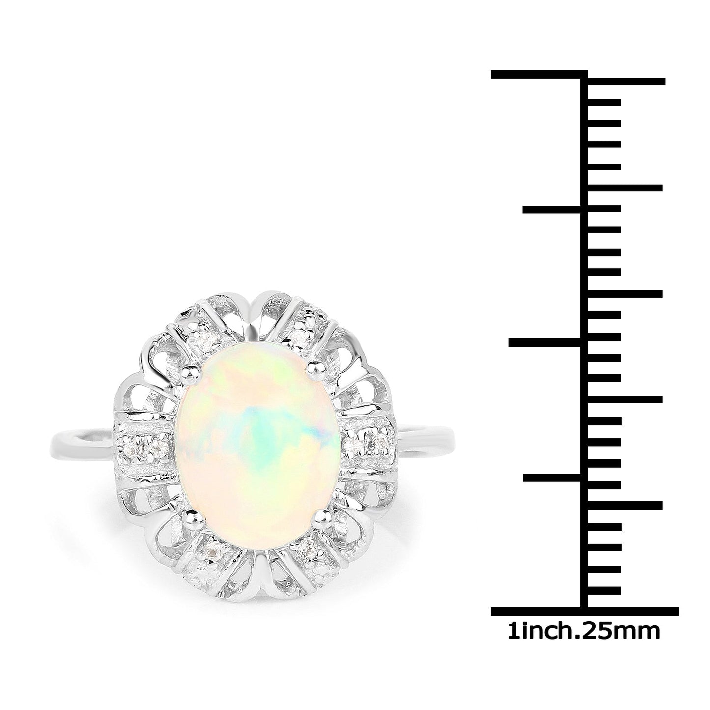 1.73 Carat Genuine Ethiopian Opal & White Topaz .925 Sterling Silver Ring Bids.com
