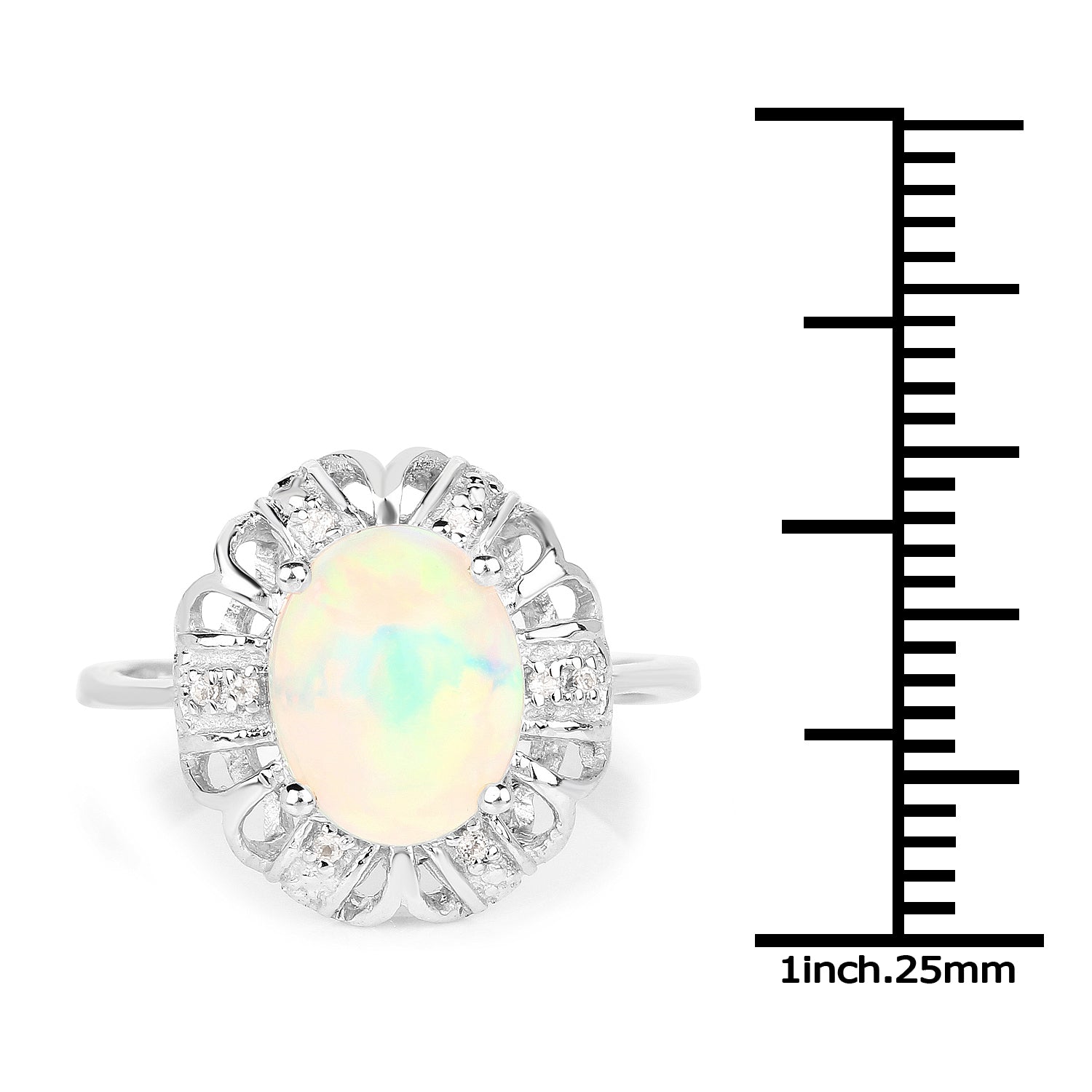 1.73 Carat Genuine Ethiopian Opal & White Topaz .925 Sterling Silver Ring Bids.com