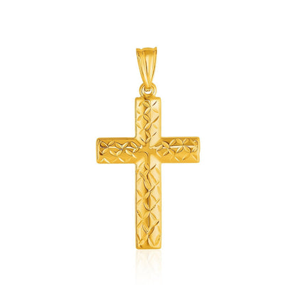 14k Yellow Gold Reversible Textured Cross Pendant Bids.com