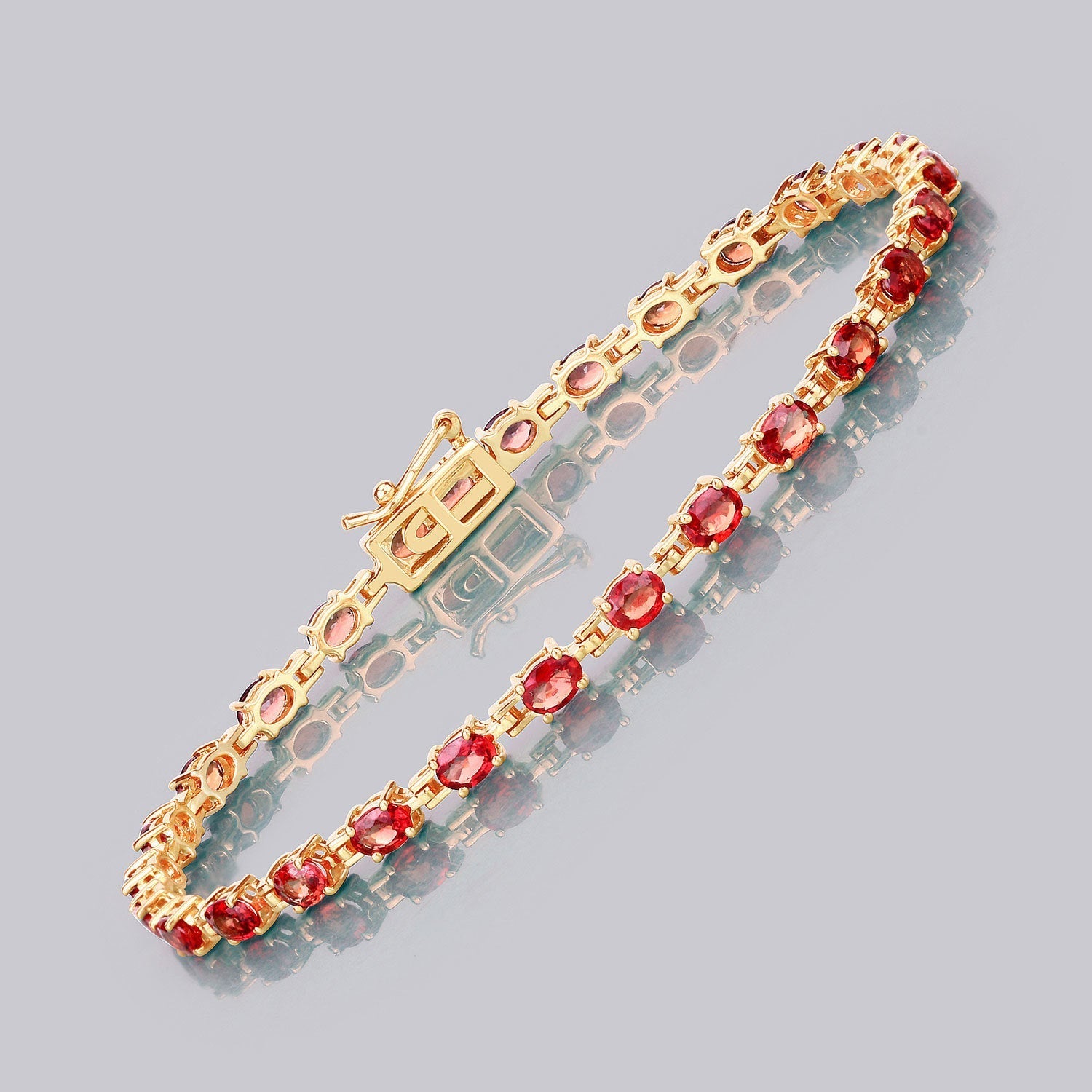 7.00 Carat Genuine Orange Sapphire 14K Yellow Gold Bracelet Bids.com