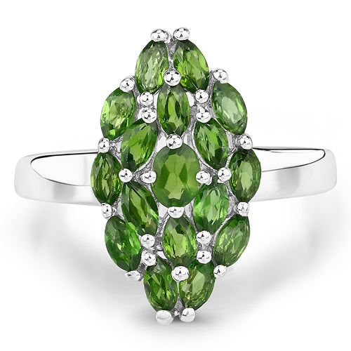 1.28 Carat Genuine Chrome Diopside .925 Sterling Silver Ring Bids.com