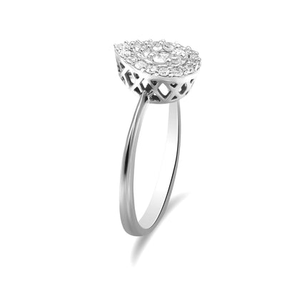 10K White Gold 3/8 Cttw Round-Cut Lab Grown Diamond Cluster Pear Promise Ring (G-H Color, VS2-SI1 Clarity) - Size 7 Bids.com