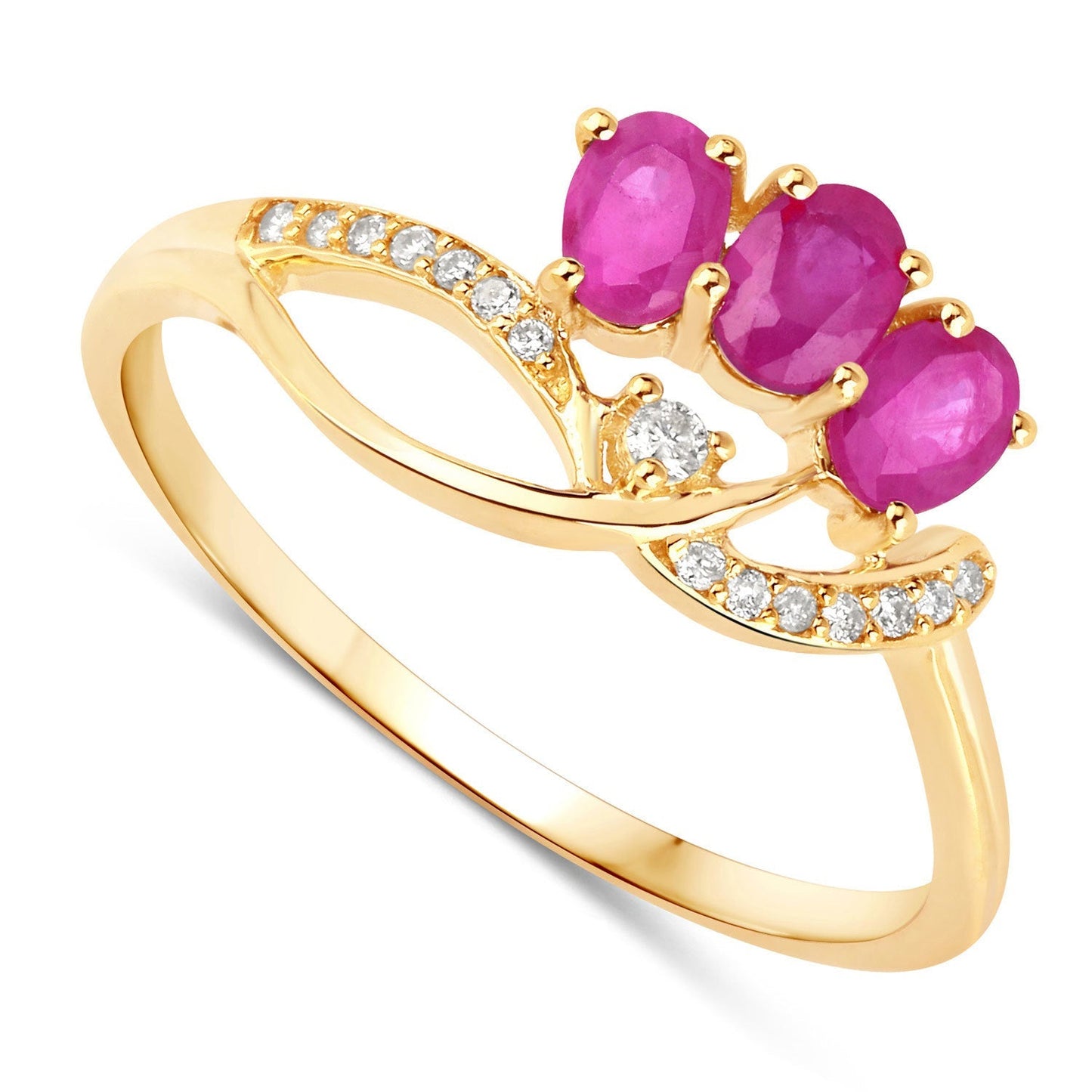 0.71 Carat Genuine Ruby and White Diamond 14K Yellow Gold Ring Bids.com
