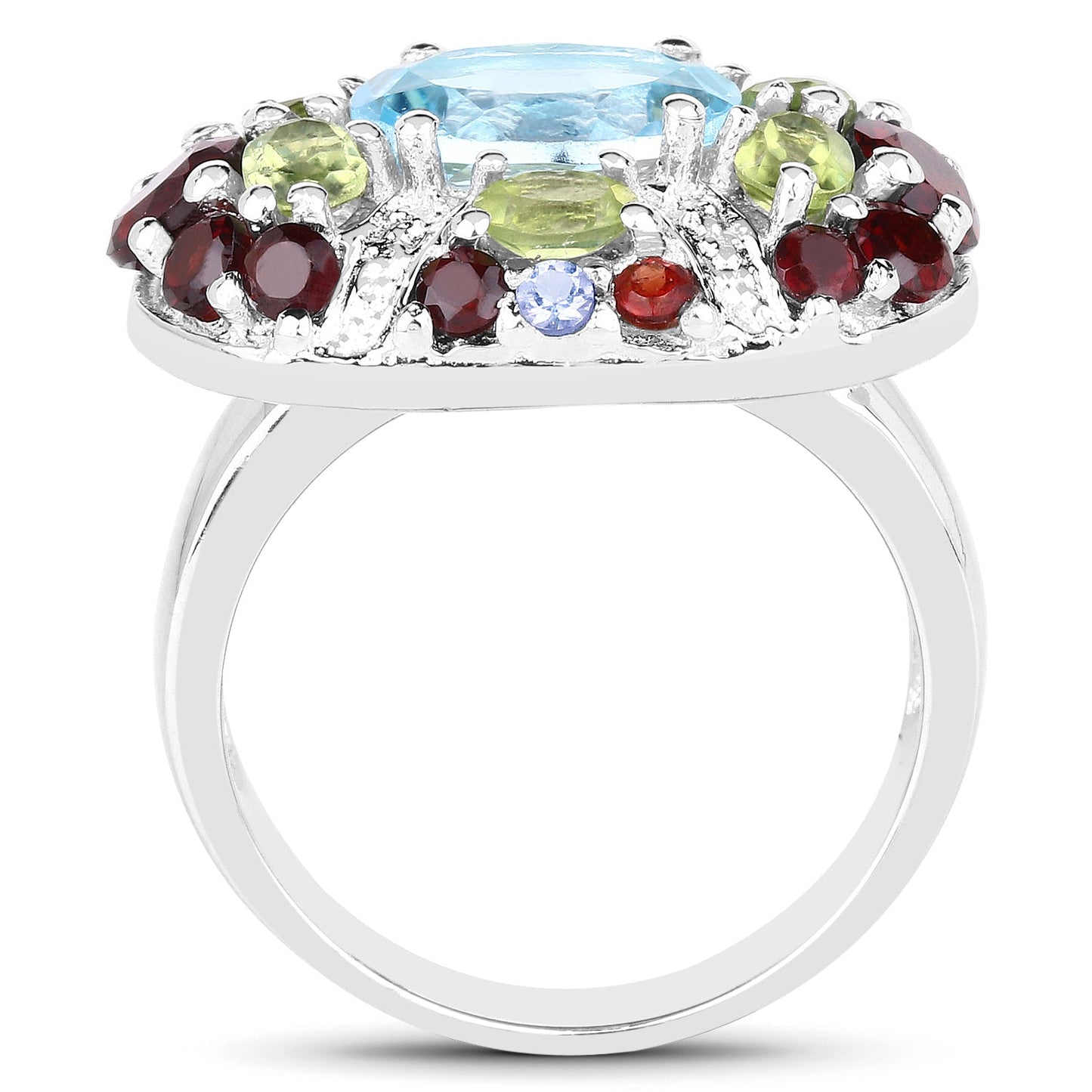 5.43 Carat Genuine Multi Stone .925 Sterling Silver Ring Bids.com