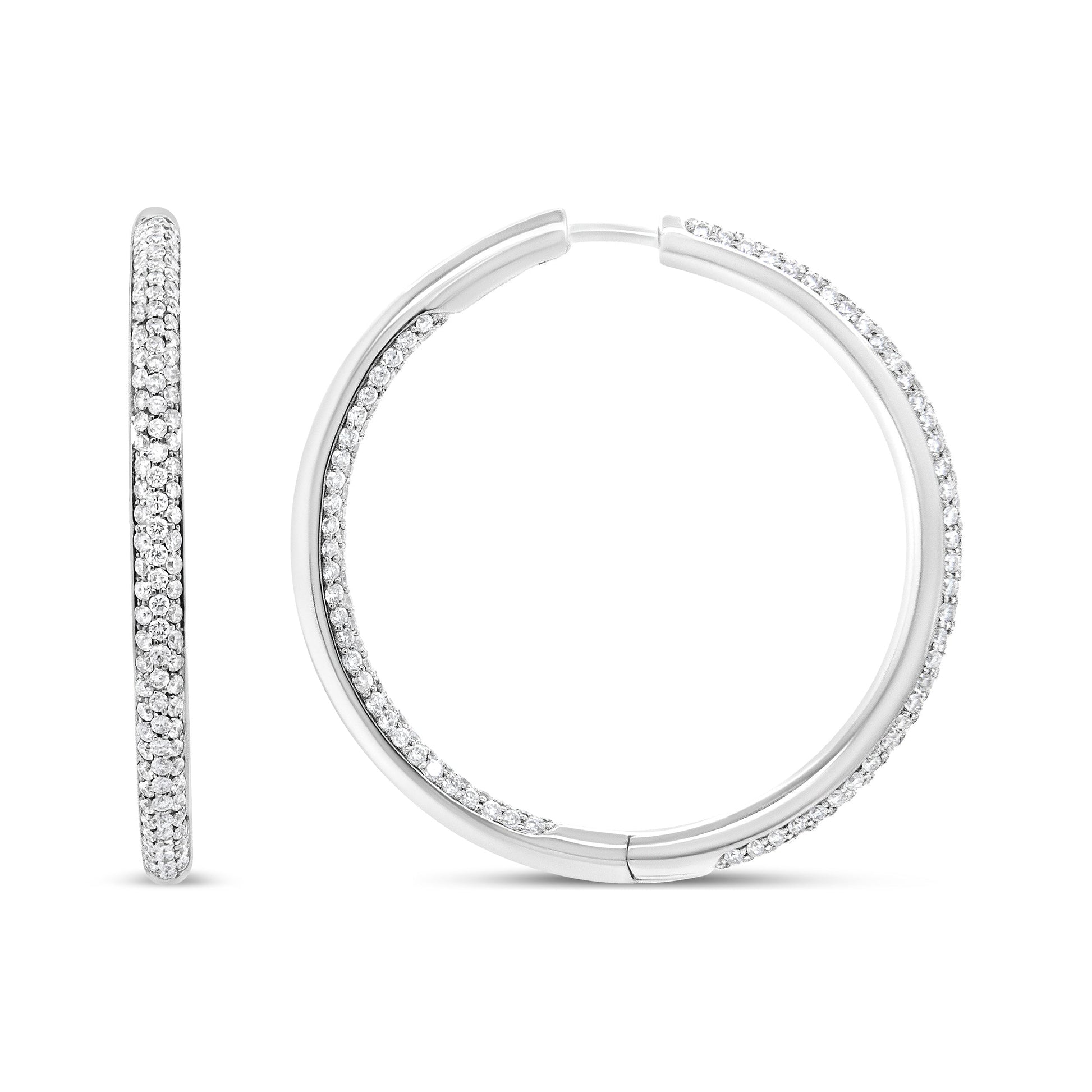 18K White Gold 2.00 Cttw Round-Cut Diamond Inner-Outer Hoop Earrings (F-G Color, VS1-VS2 Clarity) Bids.com