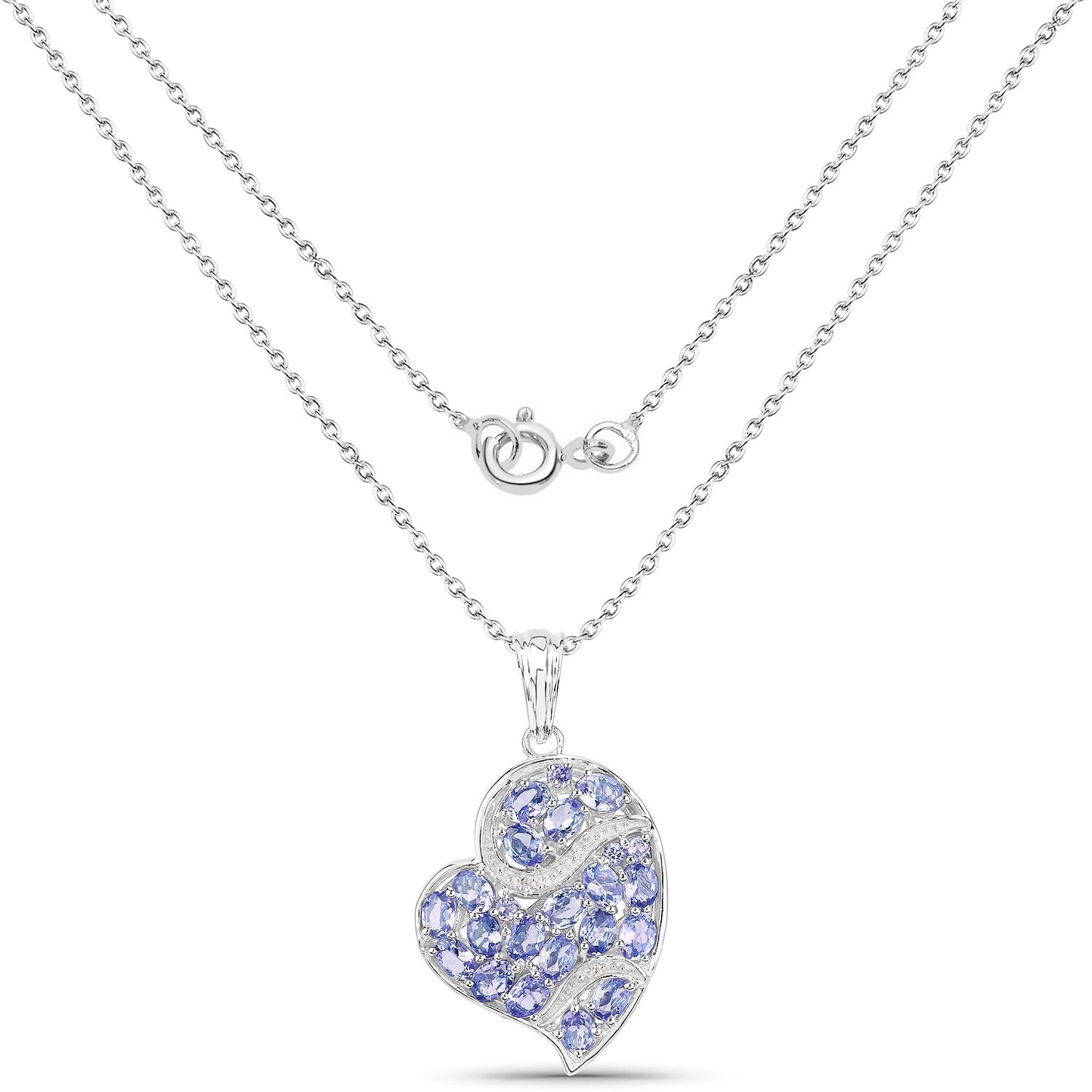 3.40 Carat Genuine Tanzanite and White Topaz .925 Sterling Silver Pendant Bids.com