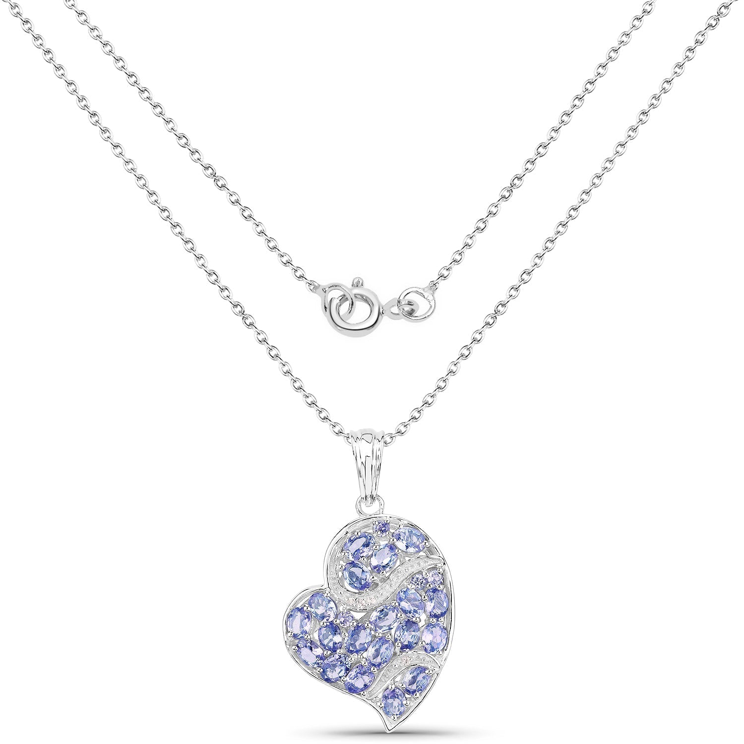 3.40 Carat Genuine Tanzanite and White Topaz .925 Sterling Silver Pendant Bids.com