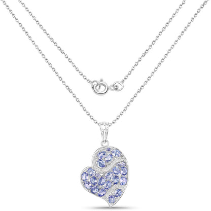 3.40 Carat Genuine Tanzanite and White Topaz .925 Sterling Silver Pendant Bids.com