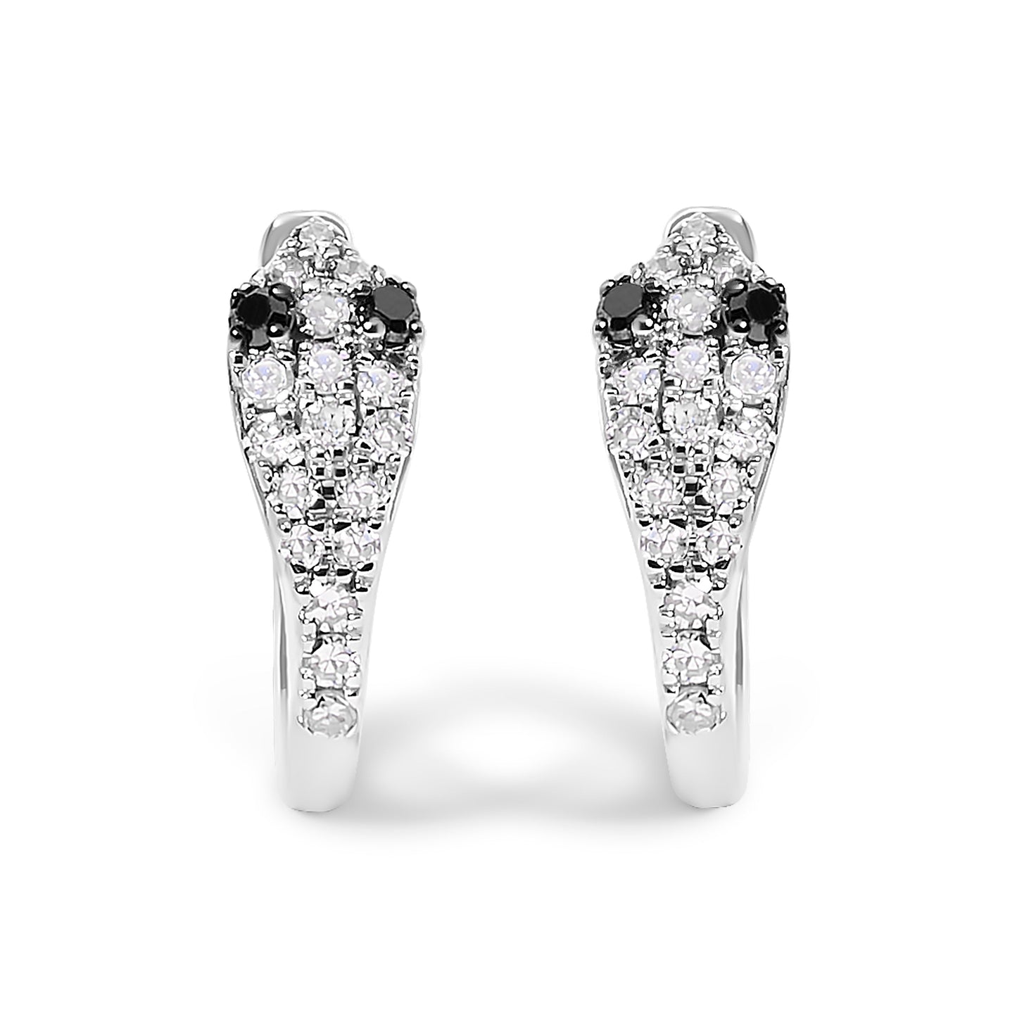 10K White Gold 1/5 Cttw Diamond Snake Eyes Huggy Hoop Earrings Bids.com