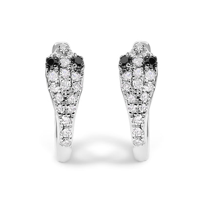 10K White Gold 1/5 Cttw Diamond Snake Eyes Huggy Hoop Earrings Bids.com