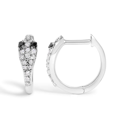 10K White Gold 1/5 Cttw Diamond Snake Eyes Huggy Hoop Earrings Bids.com