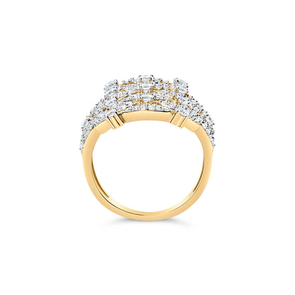 14K Yellow Gold 1.0 Cttw Diamond Geometric Stacked Open Cocktail Ring (I-J Color, I1-I2 Clarity) - Ring Size 7 Bids.com