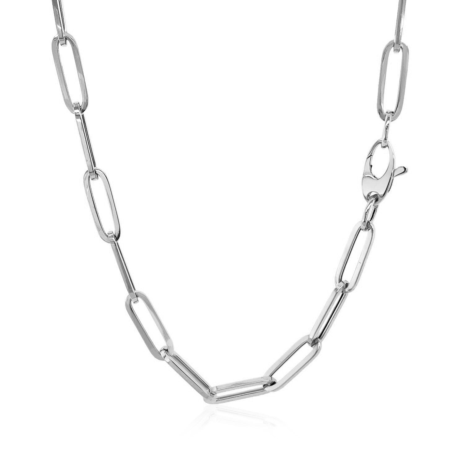 14k White Gold Bold Paperclip Chain (4.2 mm) Bids.com