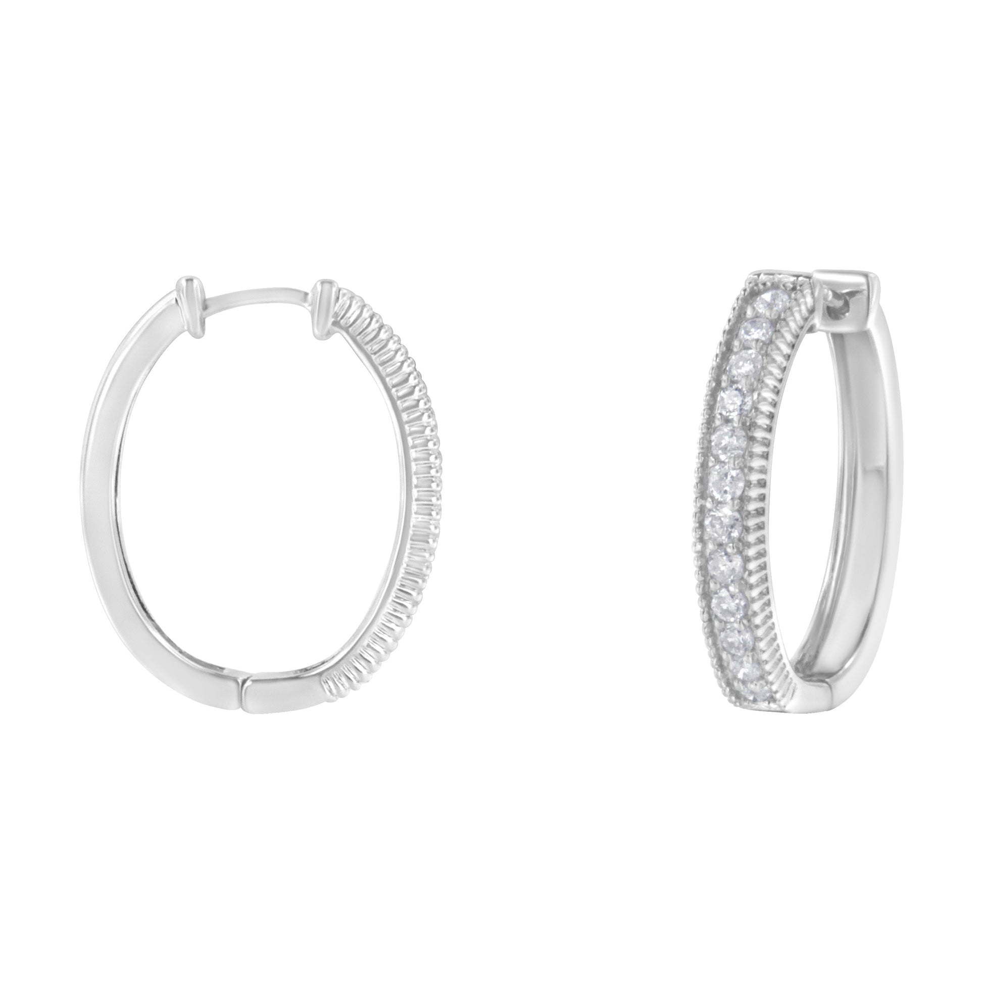 10KT White Gold Diamond Hoop Earring (1.00 cttw, H-I Color, I1-I2 Clarity) Bids.com