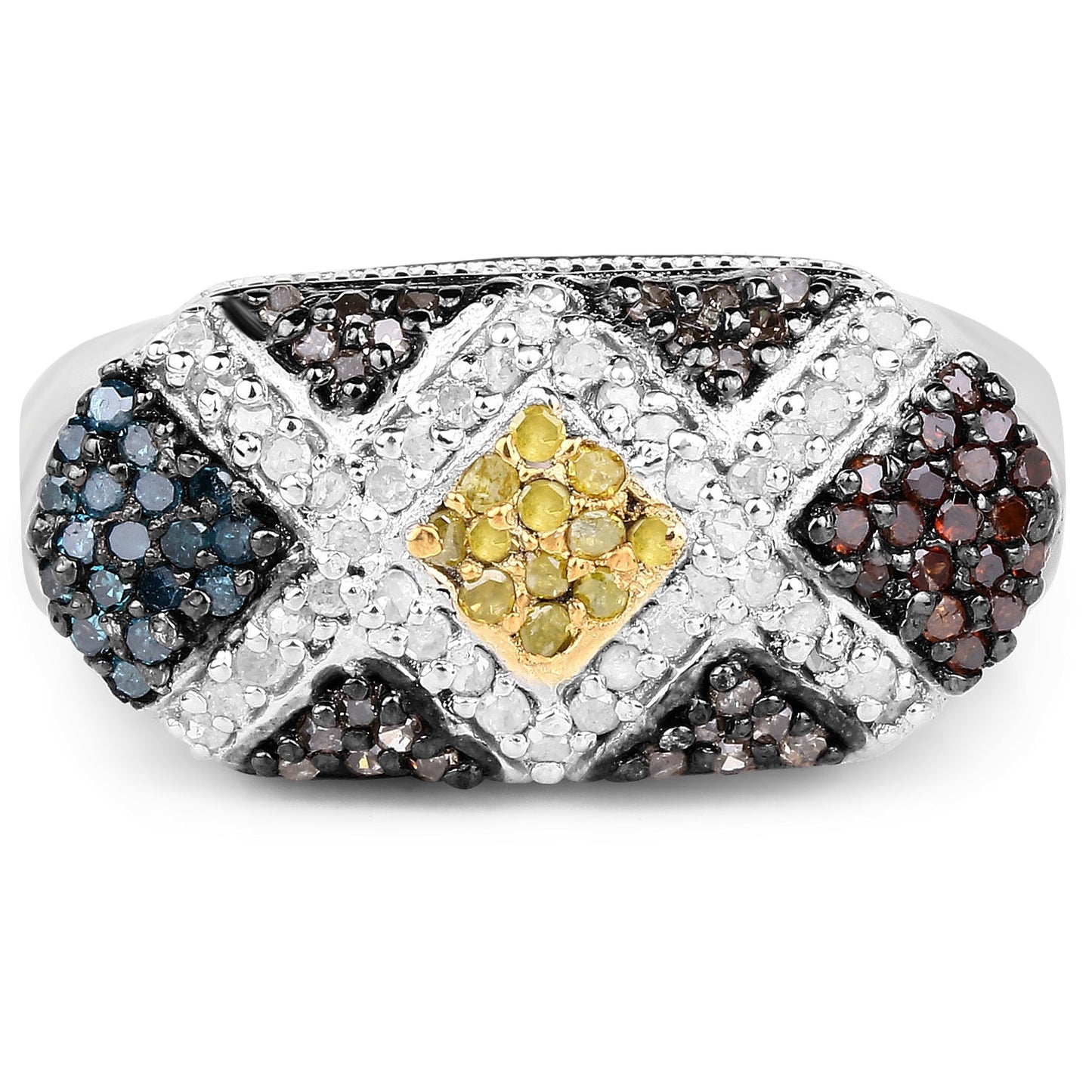 0.61 Carat Genuine Multi Diamond .925 Sterling Silver Ring Bids.com