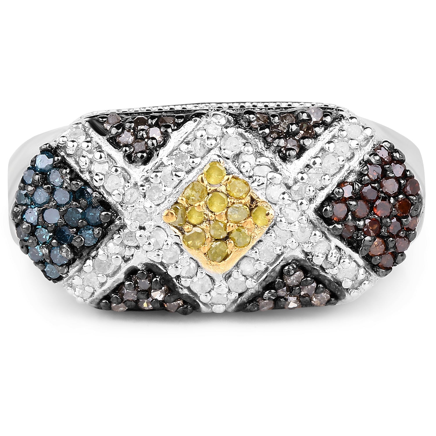 0.61 Carat Genuine Multi Diamond .925 Sterling Silver Ring Bids.com