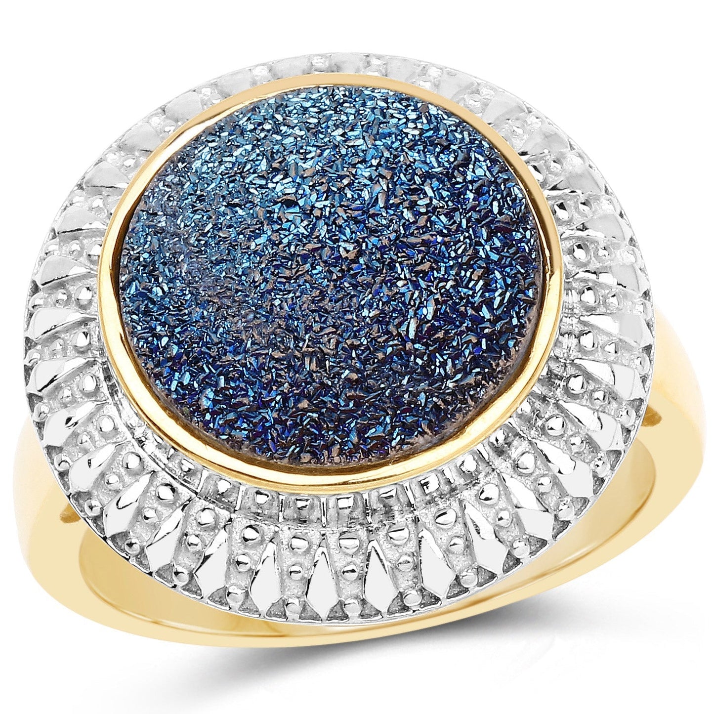 4.90 Carat Genuine Cobalt Blue Drusy .925 Sterling Silver Ring Bids.com